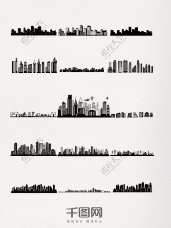 杭州城市剪影元素图案