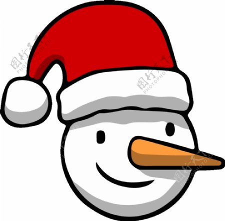 卡通圣诞雪人头像PNG元素