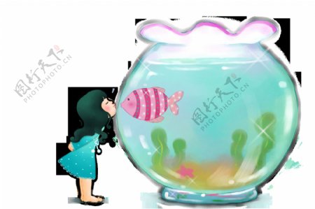 童话鱼缸卡通透明素材