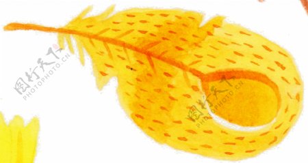 黄羽羽毛卡通透明素材