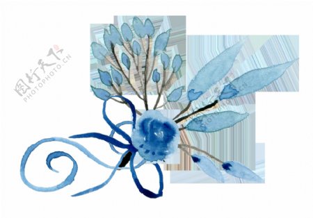 冰蓝花枝透明装饰素材