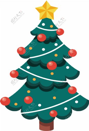 圣诞节元素卡通圣诞树素材设计装饰图案集合