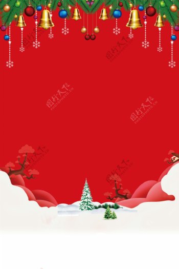 红色扁平圣诞节背景