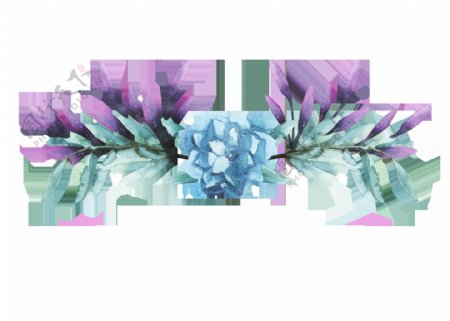 青蓝花丛透明装饰素材