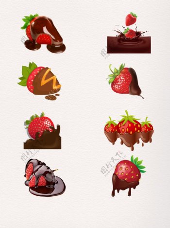 高清巧克力草莓素材