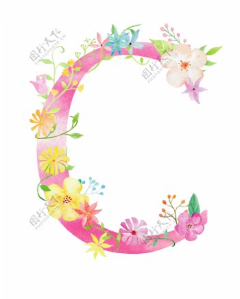 花卉字母透明装饰素材