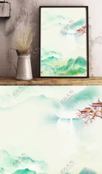 中国风水墨画客厅单联装饰画