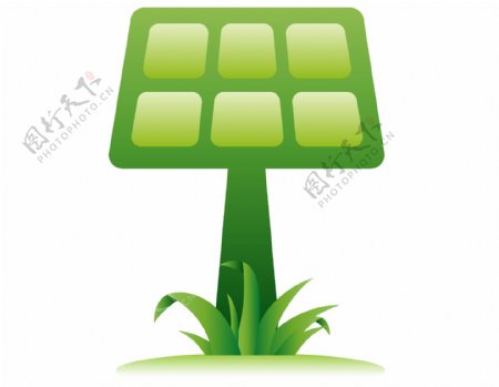 卡通绿色太阳能板png元素