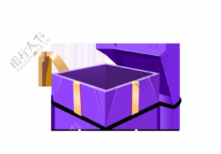 卡通紫色礼物盒png元素