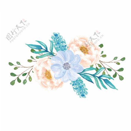 蓝色花卉装饰免抠图素材