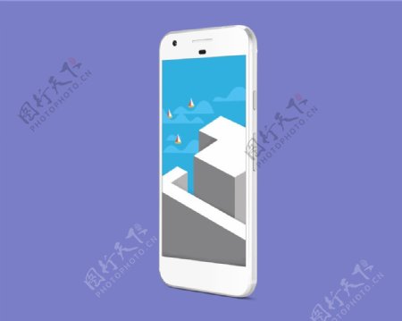 斜角度谷歌Pixel白色安卓智能手机样机