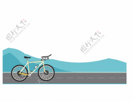 卡通彩绘清新自行车png元素