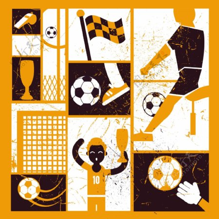 黄色足球体育运动ai矢量素材下载
