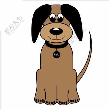 深色宠物狗卡通手绘装饰元素