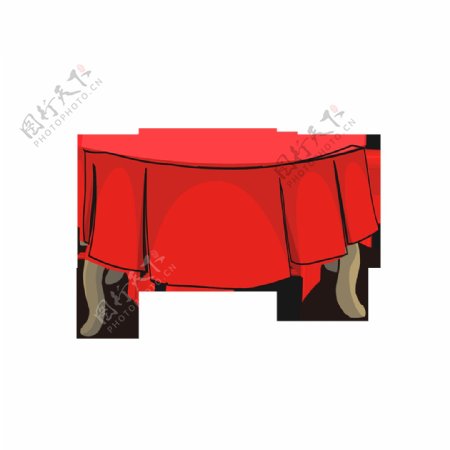 红色桌子桌布元素