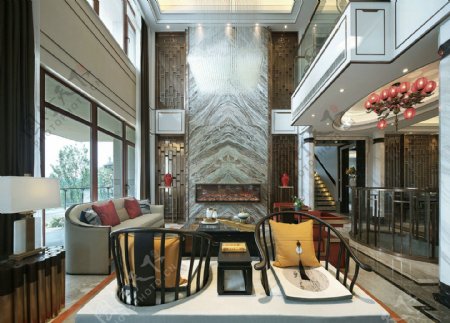 中式客厅浅色地地毯装修效果图