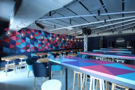 个性咖啡厅灰色地板砖装修效果图