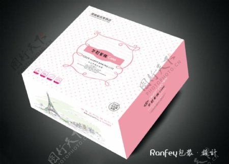 粉色铁塔蛋糕盒包装设计