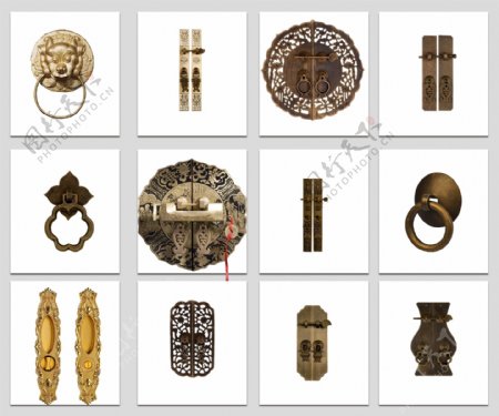 复古铜锁门锁PNG免抠素材