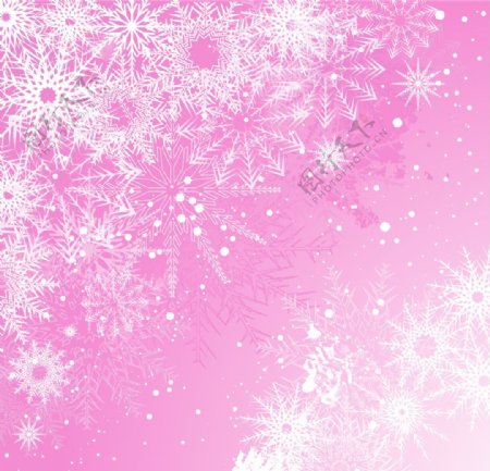 圣诞雪花粉色背景