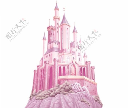 卡通粉色城堡png元素