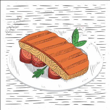 手绘创意餐饮食物插画