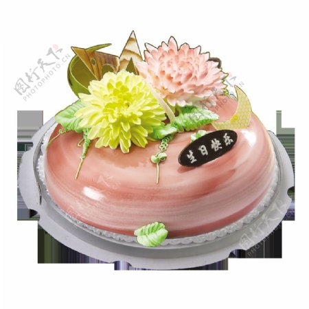 粉色花朵生日蛋糕素材