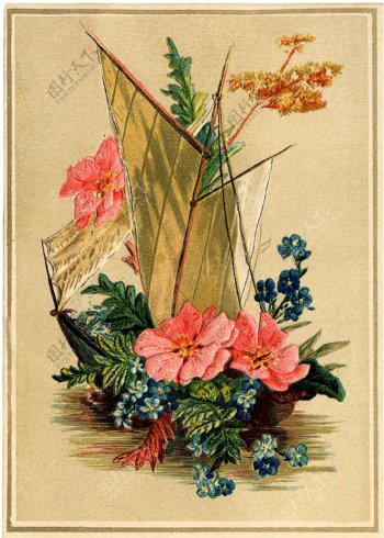复古手绘花卉装饰画