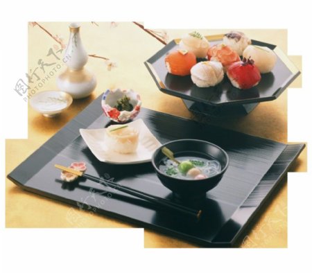 现代精致日式寿司料理美食产品实物