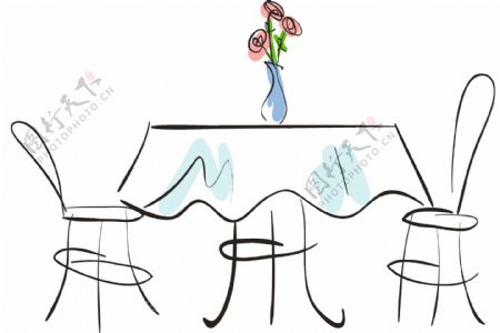 卡通手绘简易桌椅png元素