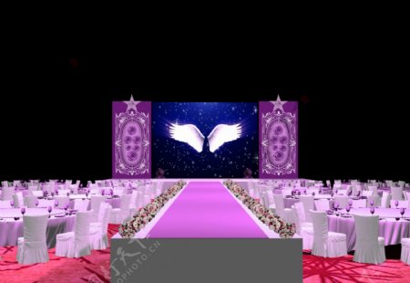 紫色舞台背景效果图