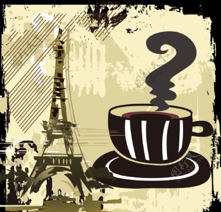 咖啡杯巴黎铁塔