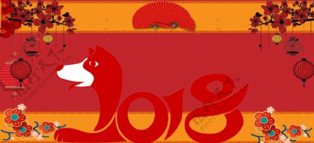 红色2018新年喜庆背景