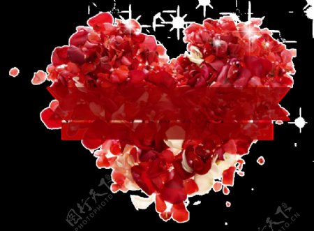红色爱心花朵三八节日装饰素材