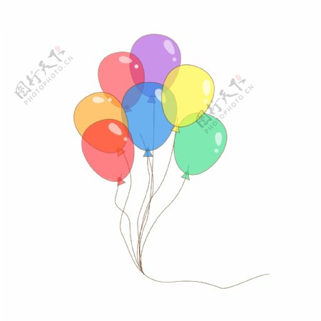 原创手绘可爱彩色透明气球可商用设计元素