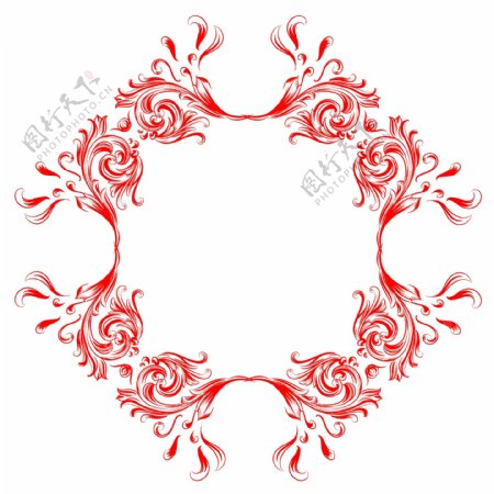 欧式古典花纹边框红色装饰素材设计