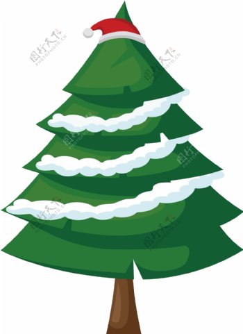 手绘卡通圣诞节装饰精美的圣诞树原创元素