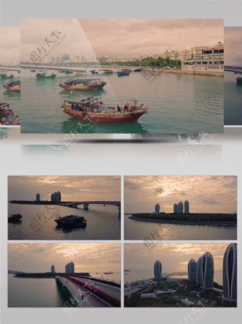 魅力中国滨海城市景观三亚人文风光航拍摄影