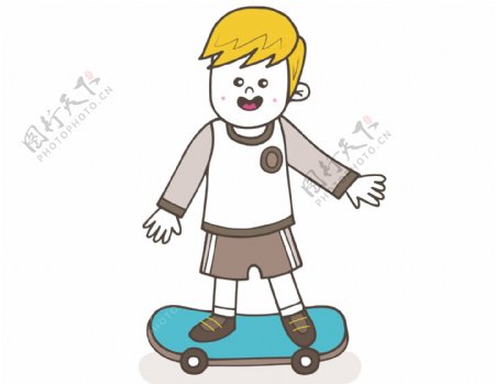 卡通男孩滑板元素