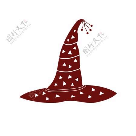 卡通手绘暗红系列巫师帽万圣节装饰元素设计