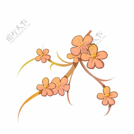 手绘梅花花朵插画可商用元素