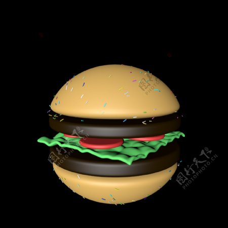 3D美食汉堡C4D建模美食素材