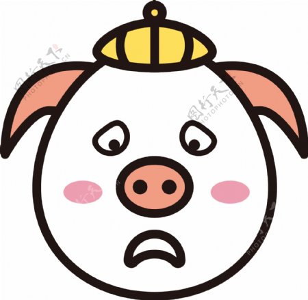 猪沮丧表情包卡通可爱生肖猪可商用元素