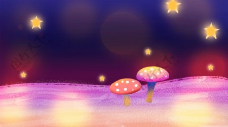 彩色蘑菇星星鲜艳背景