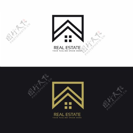 房地产标志与几何形状logo模板