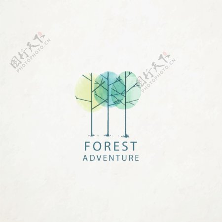 水彩森林标志一logo模板