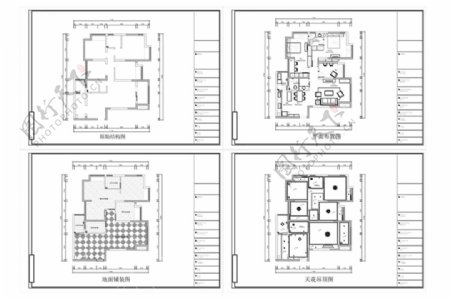 四居室户型CAD施工图纸