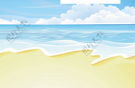 手绘大海沙滩元素
