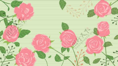 卡通粉色玫瑰花朵背景素材