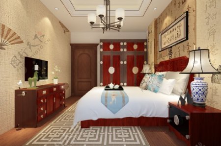 中国风中式卧室装饰装修效果图